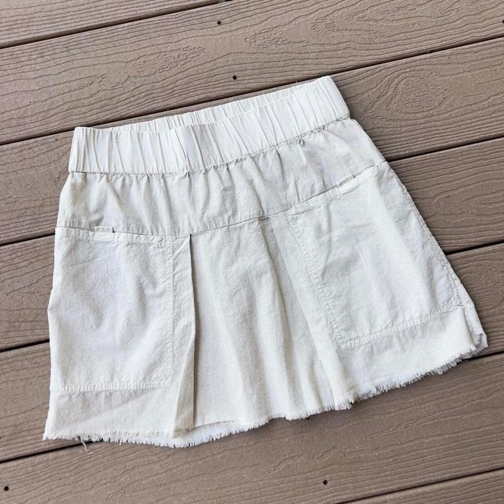 Free People Mariposa 100% Cotton Tan Mini Skirt Size Small Boho Preppy - Picture 5 of 8